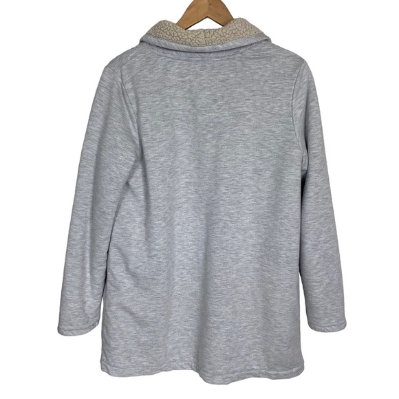 Koolaburra Ugg Sherpa Cardigan Size Small Gray Fleece Open Front Shawl Collar - Picture 2 of 8